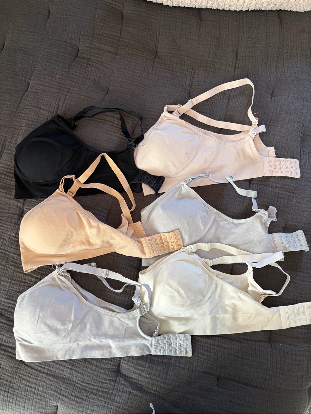 Auden Seamless Nursing Bra Bundle in Black, Blush, Cream, Grey & Nude